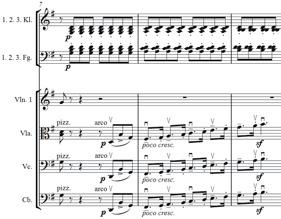 Mahler: Symphony No.4, bars 7-9
